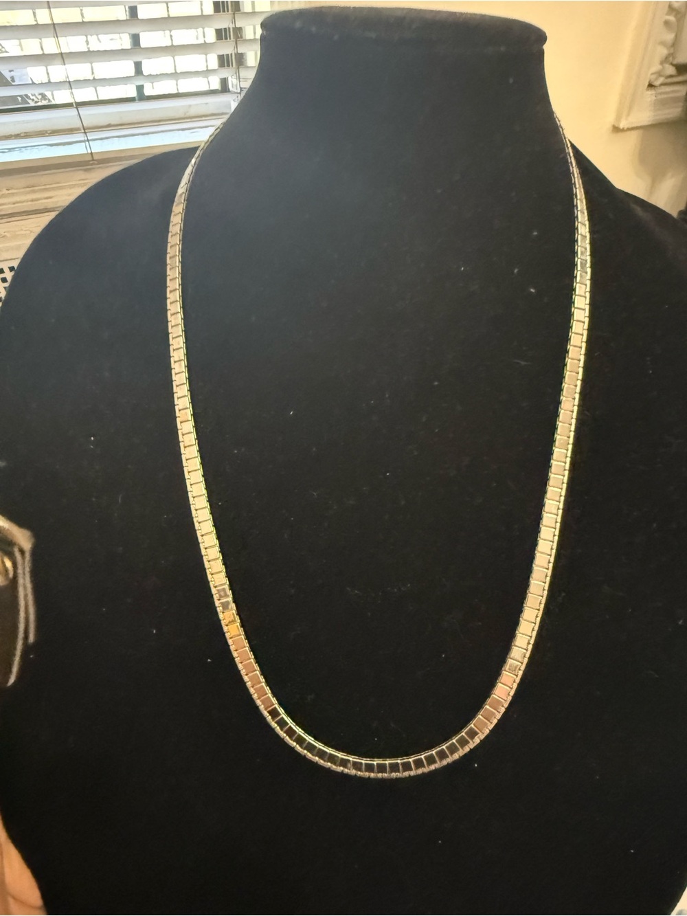 Monet  vintage Silver-Tone Chain flat square Necklace